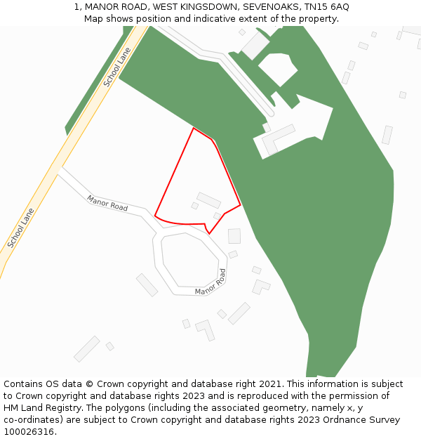 1, MANOR ROAD, WEST KINGSDOWN, SEVENOAKS, TN15 6AQ: Location map and indicative extent of plot