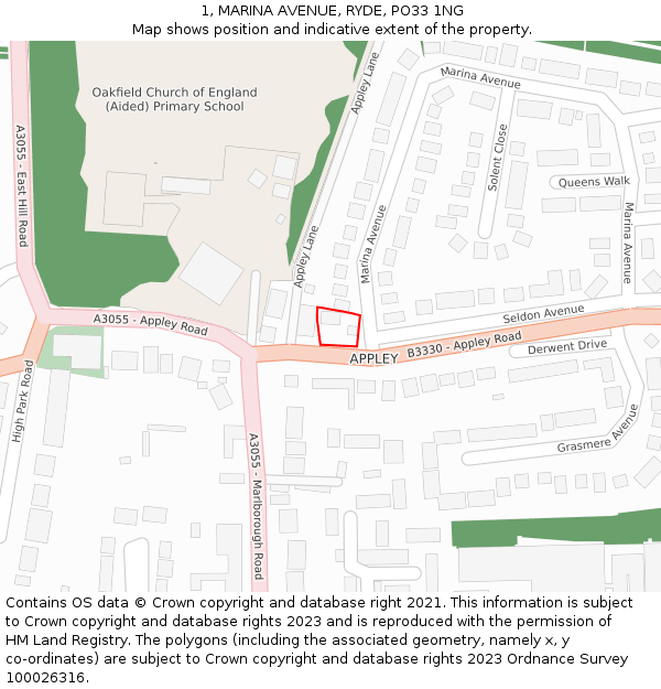 1, MARINA AVENUE, RYDE, PO33 1NG: Location map and indicative extent of plot