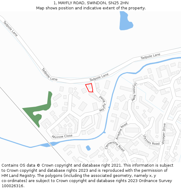 1, MAYFLY ROAD, SWINDON, SN25 2HN: Location map and indicative extent of plot