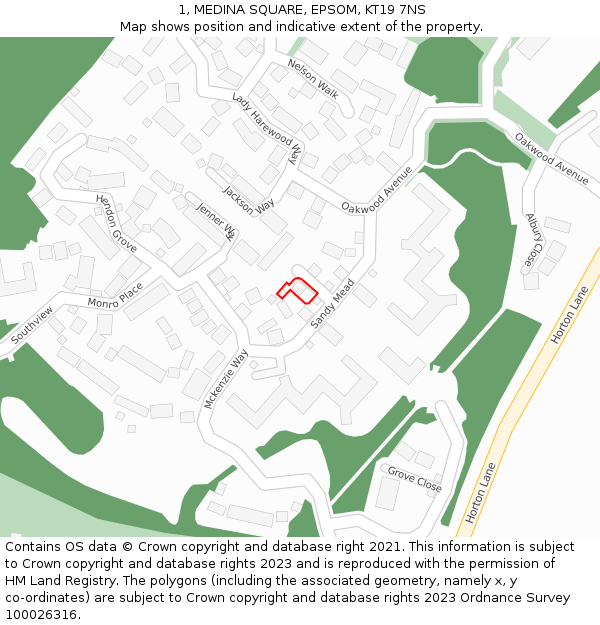 1, MEDINA SQUARE, EPSOM, KT19 7NS: Location map and indicative extent of plot