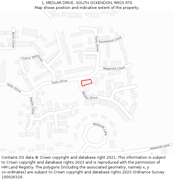 1, MEDLAR DRIVE, SOUTH OCKENDON, RM15 6TS: Location map and indicative extent of plot