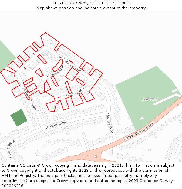 1, MEDLOCK WAY, SHEFFIELD, S13 9BE: Location map and indicative extent of plot