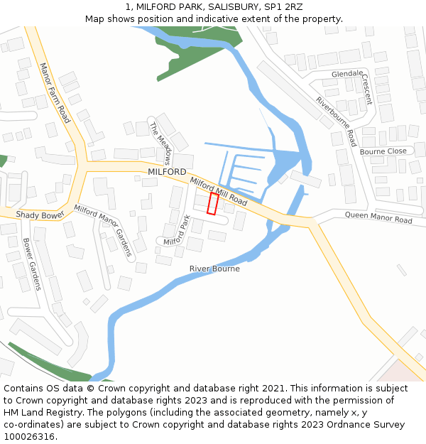 1, MILFORD PARK, SALISBURY, SP1 2RZ: Location map and indicative extent of plot