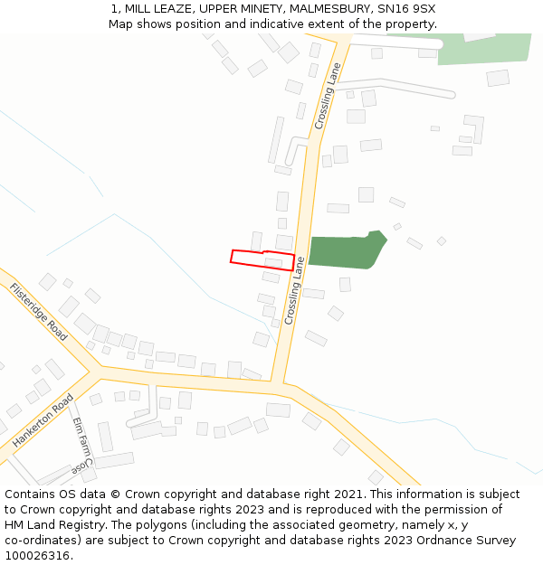 1, MILL LEAZE, UPPER MINETY, MALMESBURY, SN16 9SX: Location map and indicative extent of plot