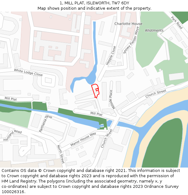 1, MILL PLAT, ISLEWORTH, TW7 6DY: Location map and indicative extent of plot