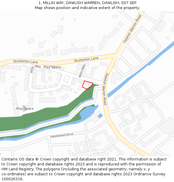 1, MILLIN WAY, DAWLISH WARREN, DAWLISH, EX7 0EP: Location map and indicative extent of plot