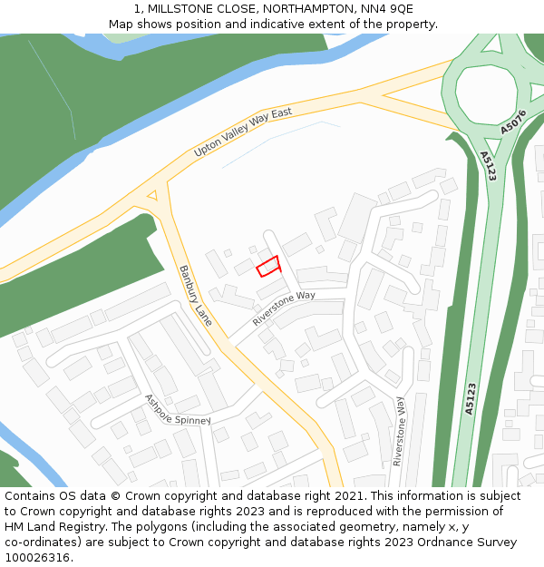 1, MILLSTONE CLOSE, NORTHAMPTON, NN4 9QE: Location map and indicative extent of plot