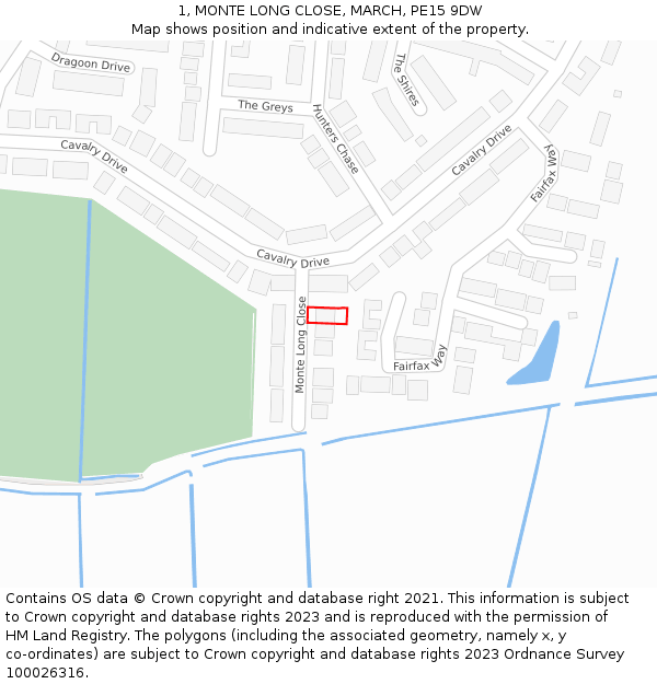 1, MONTE LONG CLOSE, MARCH, PE15 9DW: Location map and indicative extent of plot