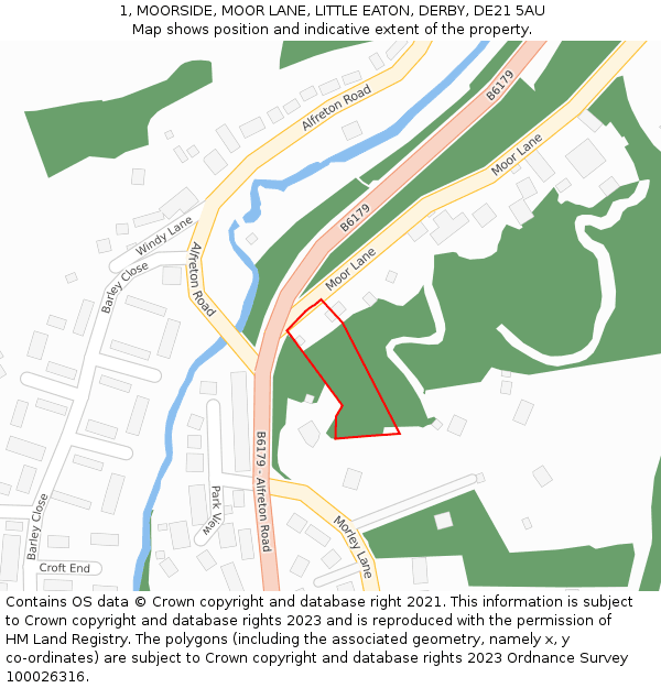 1, MOORSIDE, MOOR LANE, LITTLE EATON, DERBY, DE21 5AU: Location map and indicative extent of plot