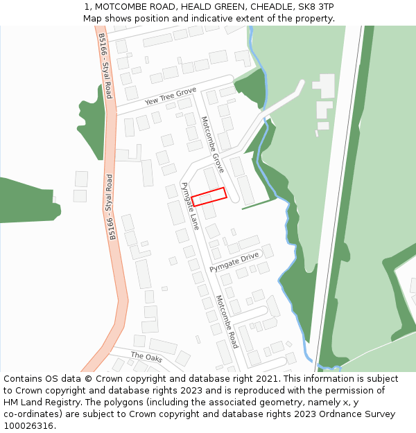 1, MOTCOMBE ROAD, HEALD GREEN, CHEADLE, SK8 3TP: Location map and indicative extent of plot