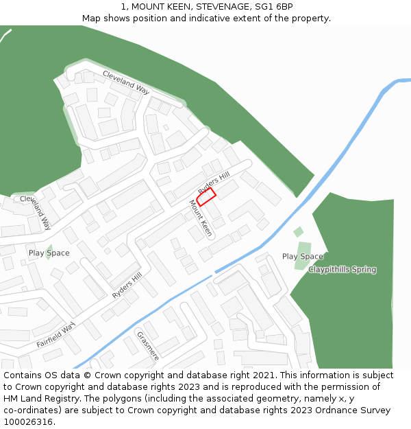 1, MOUNT KEEN, STEVENAGE, SG1 6BP: Location map and indicative extent of plot