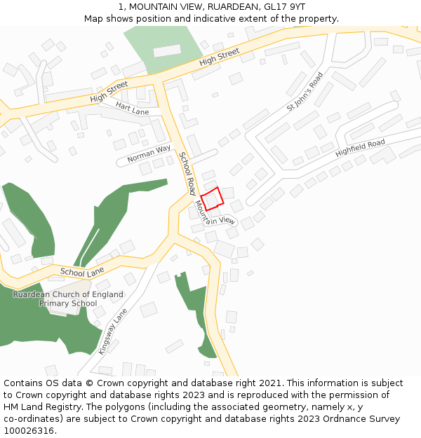 1, MOUNTAIN VIEW, RUARDEAN, GL17 9YT: Location map and indicative extent of plot