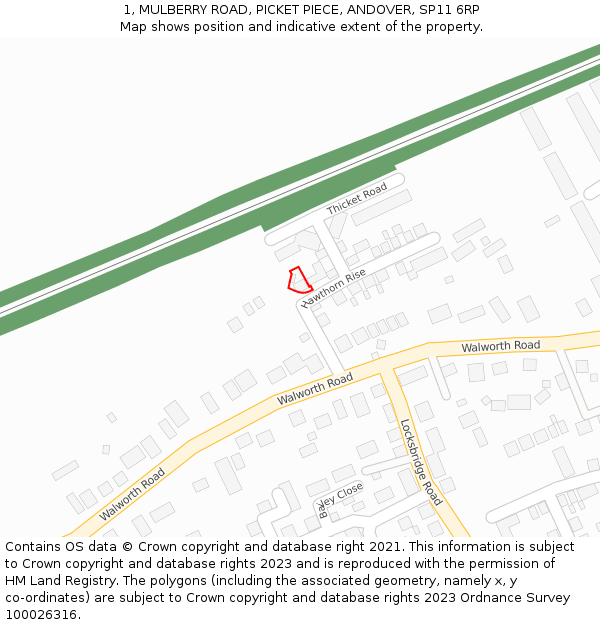 1, MULBERRY ROAD, PICKET PIECE, ANDOVER, SP11 6RP: Location map and indicative extent of plot