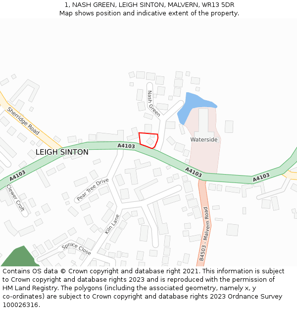 1, NASH GREEN, LEIGH SINTON, MALVERN, WR13 5DR: Location map and indicative extent of plot