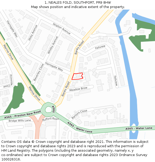 1, NEALES FOLD, SOUTHPORT, PR9 8HW: Location map and indicative extent of plot