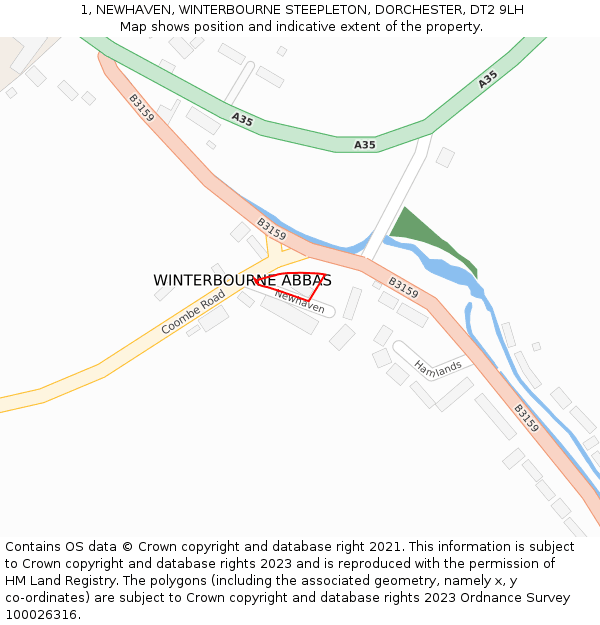 1, NEWHAVEN, WINTERBOURNE STEEPLETON, DORCHESTER, DT2 9LH: Location map and indicative extent of plot