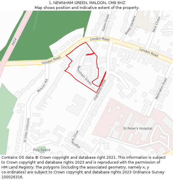 1, NEWNHAM GREEN, MALDON, CM9 6HZ: Location map and indicative extent of plot