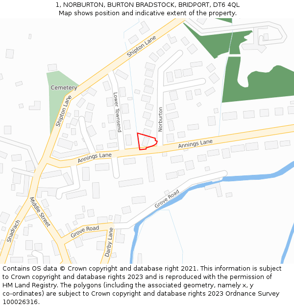 1, NORBURTON, BURTON BRADSTOCK, BRIDPORT, DT6 4QL: Location map and indicative extent of plot
