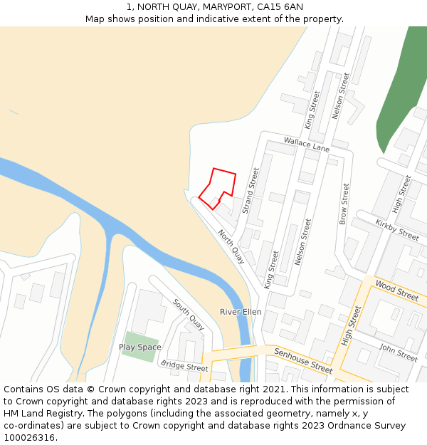 1, NORTH QUAY, MARYPORT, CA15 6AN: Location map and indicative extent of plot