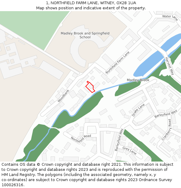 1, NORTHFIELD FARM LANE, WITNEY, OX28 1UA: Location map and indicative extent of plot