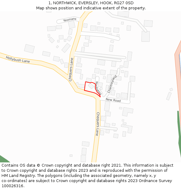 1, NORTHWICK, EVERSLEY, HOOK, RG27 0SD: Location map and indicative extent of plot