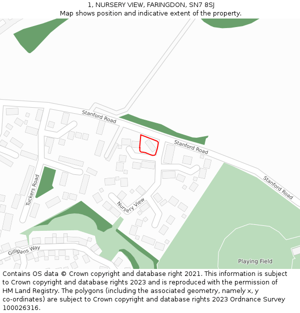 1, NURSERY VIEW, FARINGDON, SN7 8SJ: Location map and indicative extent of plot