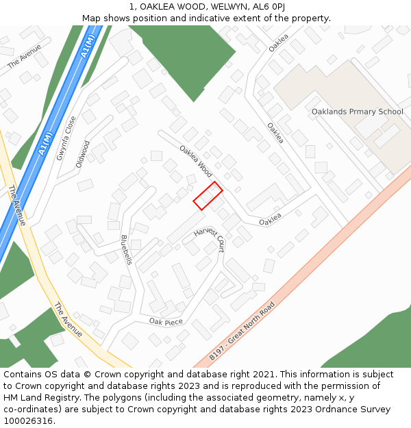 1, OAKLEA WOOD, WELWYN, AL6 0PJ: Location map and indicative extent of plot