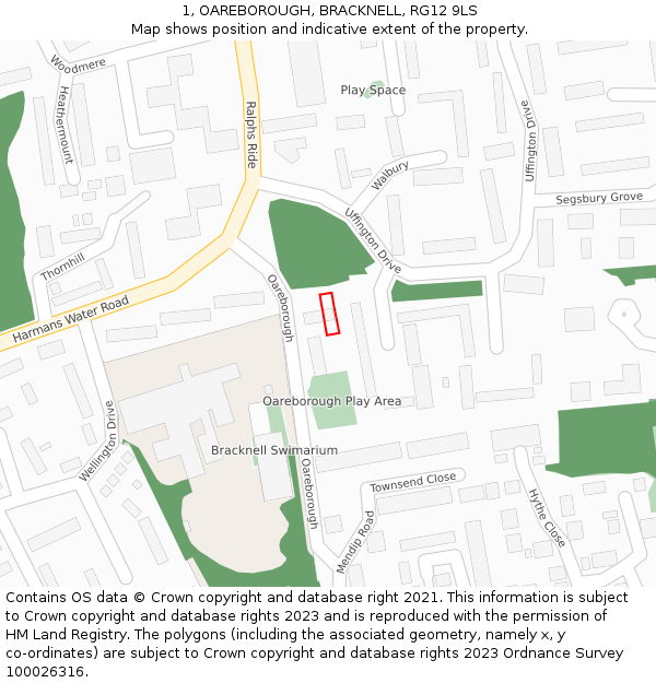 1, OAREBOROUGH, BRACKNELL, RG12 9LS: Location map and indicative extent of plot