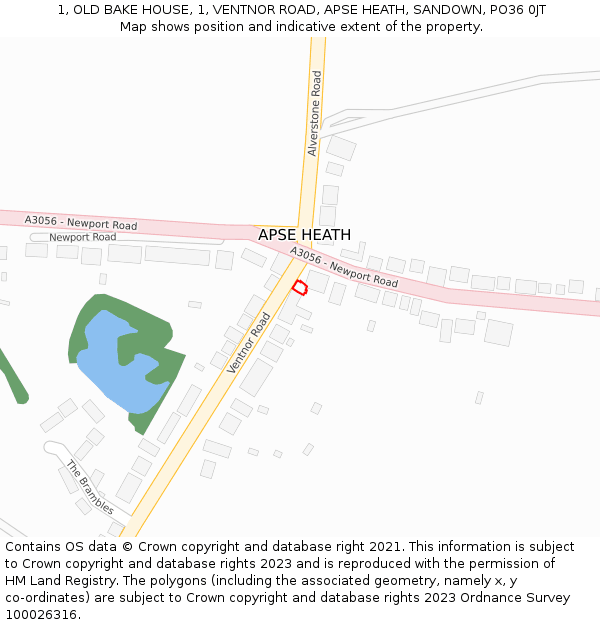 1, OLD BAKE HOUSE, 1, VENTNOR ROAD, APSE HEATH, SANDOWN, PO36 0JT: Location map and indicative extent of plot