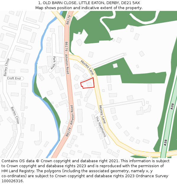 1, OLD BARN CLOSE, LITTLE EATON, DERBY, DE21 5AX: Location map and indicative extent of plot