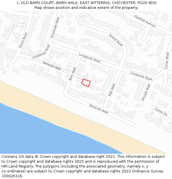 1, OLD BARN COURT, BARN WALK, EAST WITTERING, CHICHESTER, PO20 8DG: Location map and indicative extent of plot