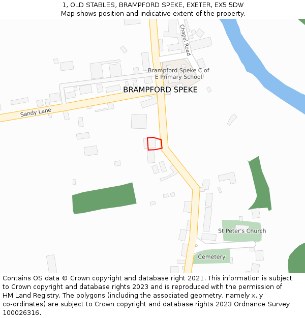 1, OLD STABLES, BRAMPFORD SPEKE, EXETER, EX5 5DW: Location map and indicative extent of plot