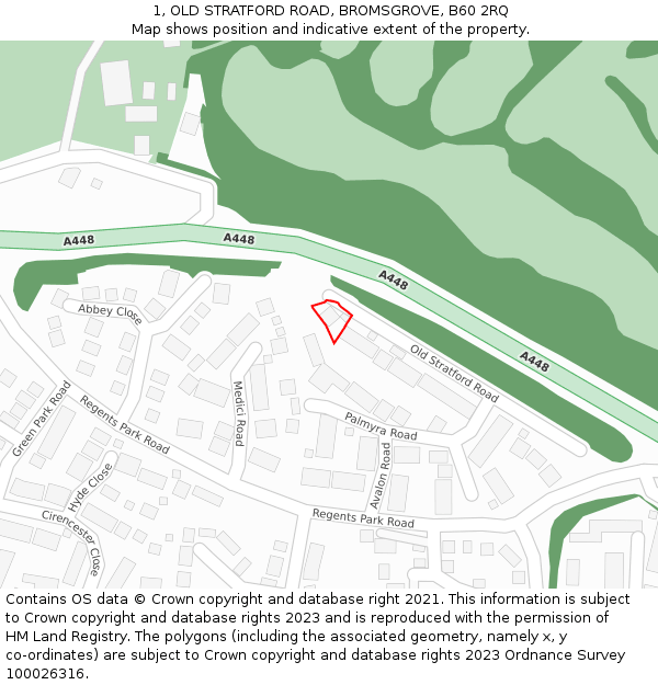 1, OLD STRATFORD ROAD, BROMSGROVE, B60 2RQ: Location map and indicative extent of plot