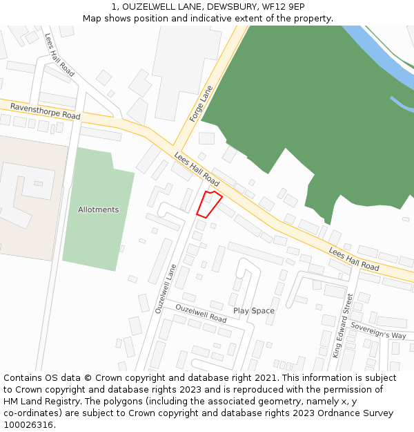 1, OUZELWELL LANE, DEWSBURY, WF12 9EP: Location map and indicative extent of plot