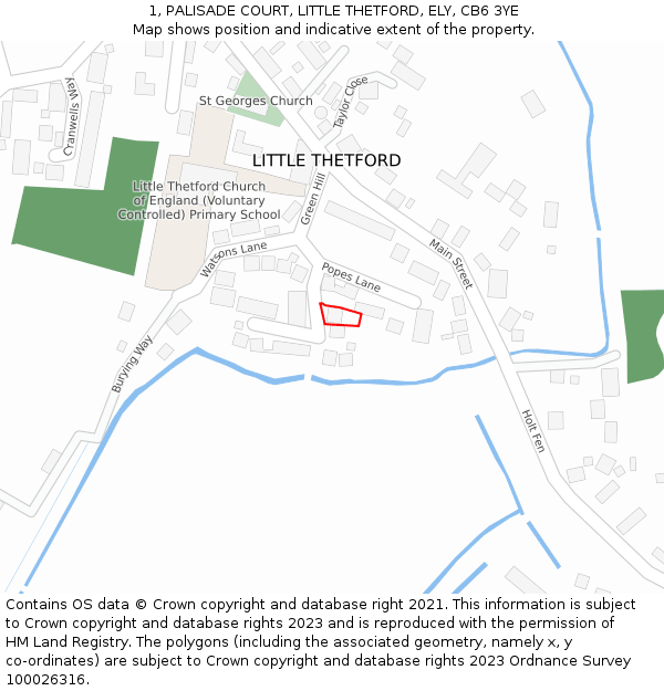 1, PALISADE COURT, LITTLE THETFORD, ELY, CB6 3YE: Location map and indicative extent of plot