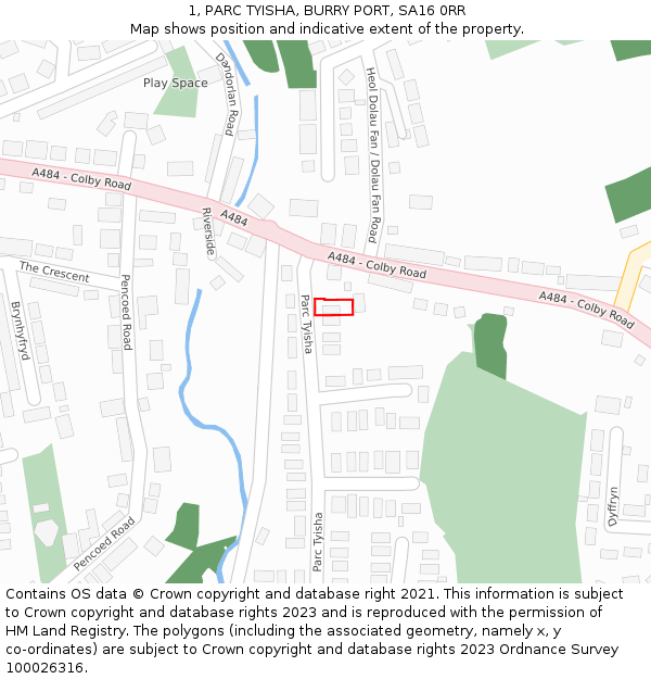 1, PARC TYISHA, BURRY PORT, SA16 0RR: Location map and indicative extent of plot