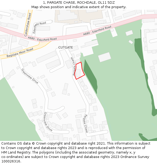 1, PARGATE CHASE, ROCHDALE, OL11 5DZ: Location map and indicative extent of plot