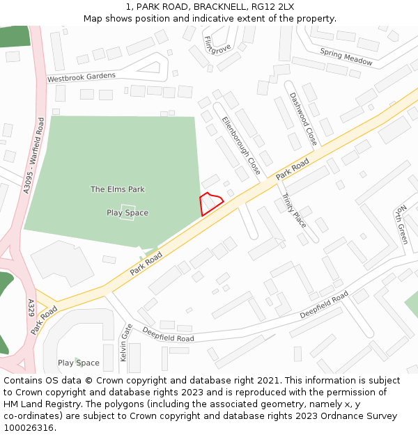 1, PARK ROAD, BRACKNELL, RG12 2LX: Location map and indicative extent of plot