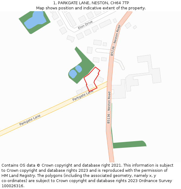 1, PARKGATE LANE, NESTON, CH64 7TP: Location map and indicative extent of plot