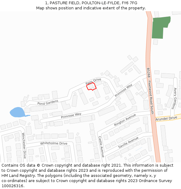 1, PASTURE FIELD, POULTON-LE-FYLDE, FY6 7FG: Location map and indicative extent of plot