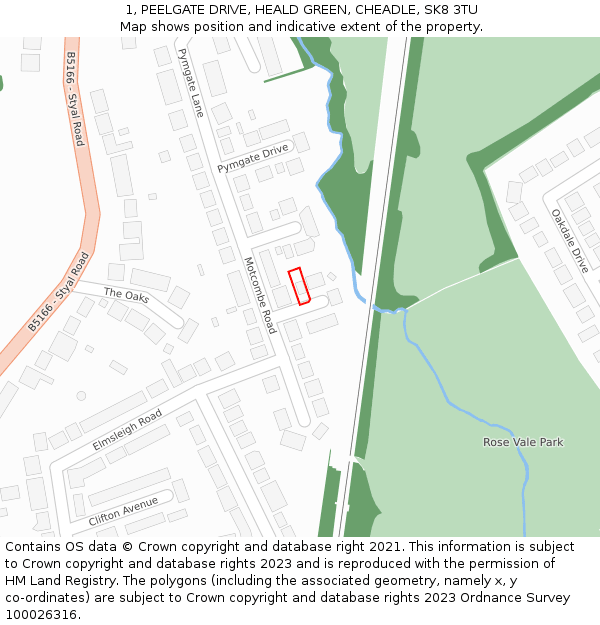 1, PEELGATE DRIVE, HEALD GREEN, CHEADLE, SK8 3TU: Location map and indicative extent of plot