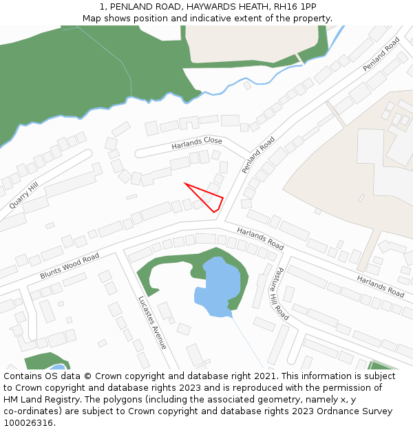 1, PENLAND ROAD, HAYWARDS HEATH, RH16 1PP: Location map and indicative extent of plot