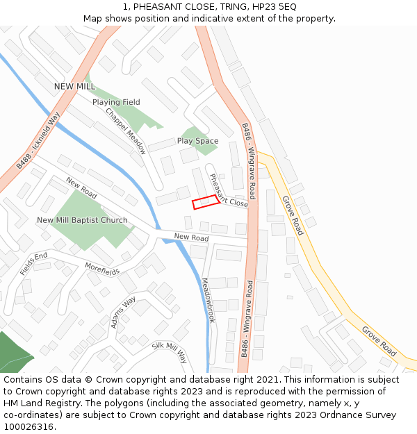 1, PHEASANT CLOSE, TRING, HP23 5EQ: Location map and indicative extent of plot