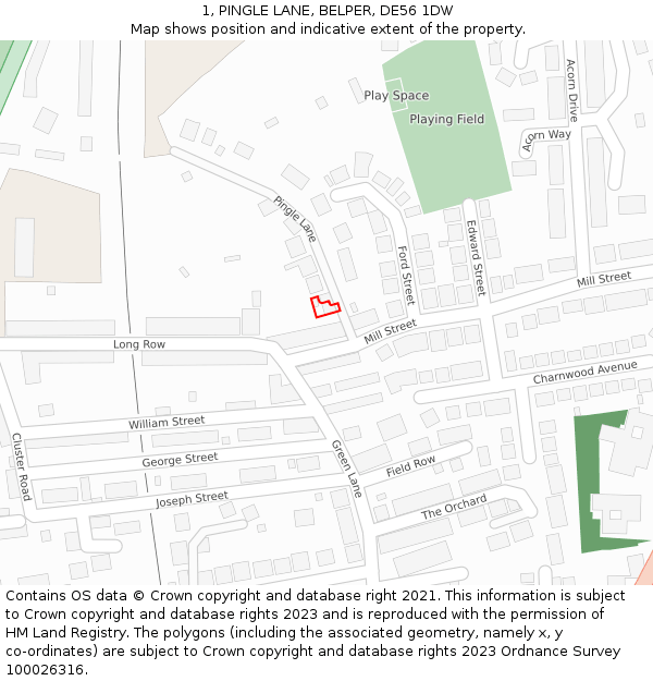 1, PINGLE LANE, BELPER, DE56 1DW: Location map and indicative extent of plot