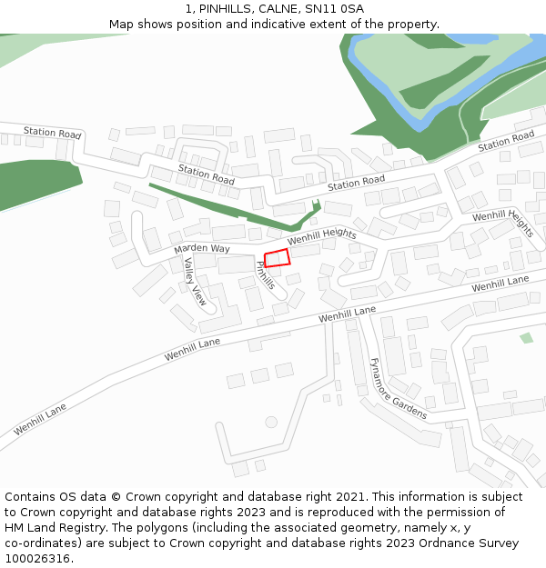 1, PINHILLS, CALNE, SN11 0SA: Location map and indicative extent of plot