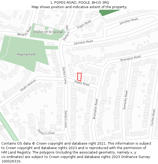 1, POPES ROAD, POOLE, BH15 3RQ: Location map and indicative extent of plot