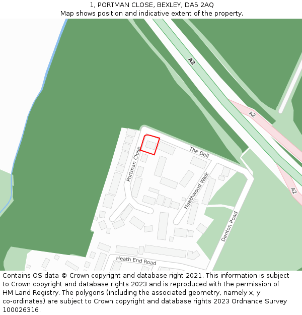 1, PORTMAN CLOSE, BEXLEY, DA5 2AQ: Location map and indicative extent of plot