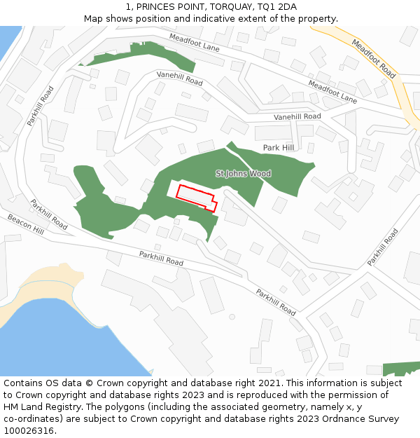 1, PRINCES POINT, TORQUAY, TQ1 2DA: Location map and indicative extent of plot