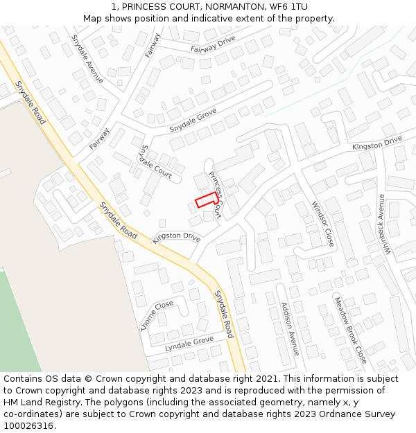 1, PRINCESS COURT, NORMANTON, WF6 1TU: Location map and indicative extent of plot