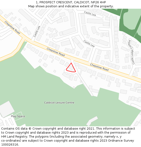 1, PROSPECT CRESCENT, CALDICOT, NP26 4HP: Location map and indicative extent of plot